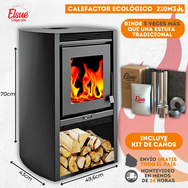 Calefactor Ecológico Leña Doble Combustión 690gf + Kit Caño - Imagen 3