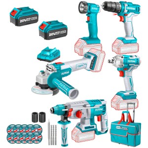 Kit Atornillador Llave Impacto Rotomartillo Amoladora 20v Color Turquesa Frecuencia 50-60