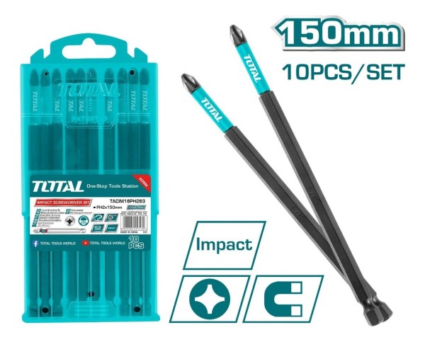 Set Kit 10 Puntas Ph2 Atornillar Impacto 150mm Tacim16ph263 - Imagen 2