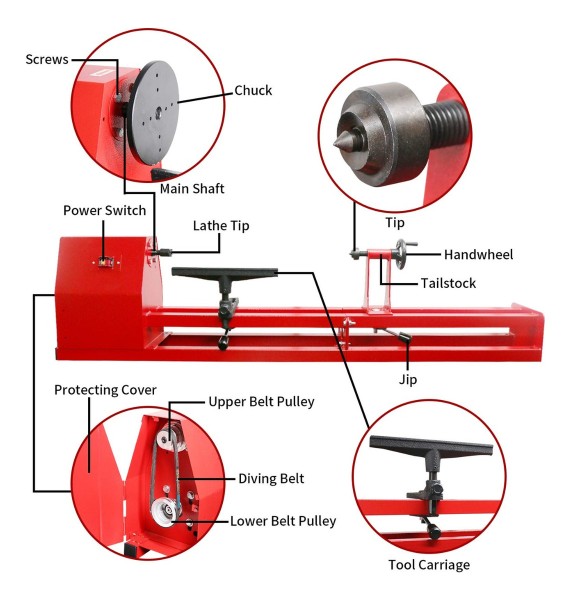 Torno Para Madera Hessen Pro 1/2hp Carpintería 016-2100 - Imagen 2