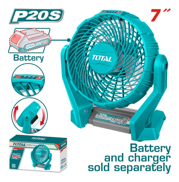 Ventilador Inalámbrico Total 20v, Liviano Portátil 3 Niveles - Imagen 2