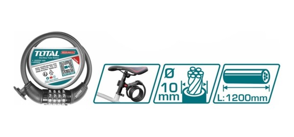 Candado Tranca De Bicicleta Con Combinación Total Tbk21012 - Imagen 3