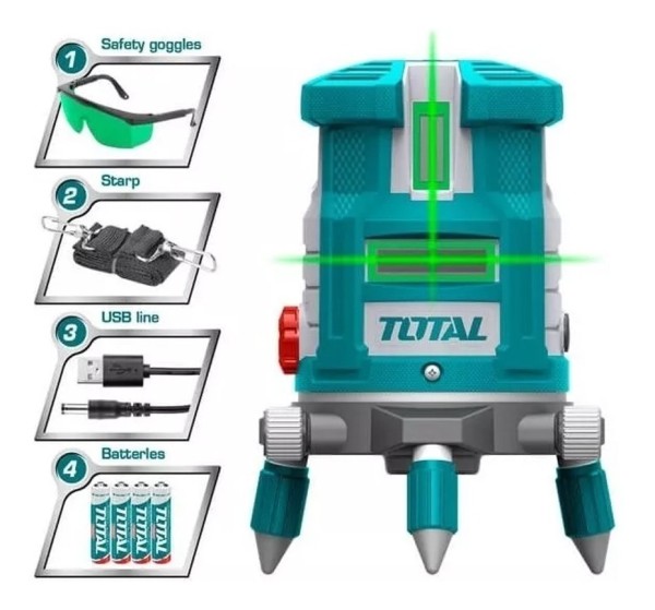 Nivel Laser Verde De 5 Lineas Autonivelante Maletin Y Acc - Imagen 2