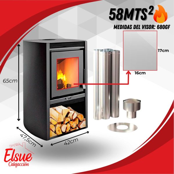 Calefactor A Leña Metávila 680 Gf Hogar 58 M2 - Imagen 2