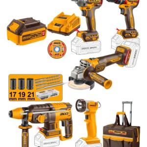 Kit Combo A Batería 20v Ingco Motor Brushless 5 Herramientas