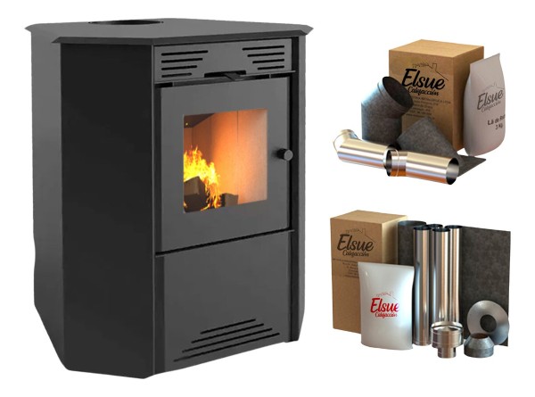 Calefactor 75mt2 Doble Combustión Esquinero 790gf+ Kit Caños