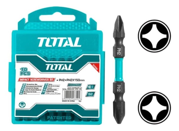 Set 10 Puntas Impacto Dobles Ph2 65mm Total Tacim16ph233 - Imagen 2