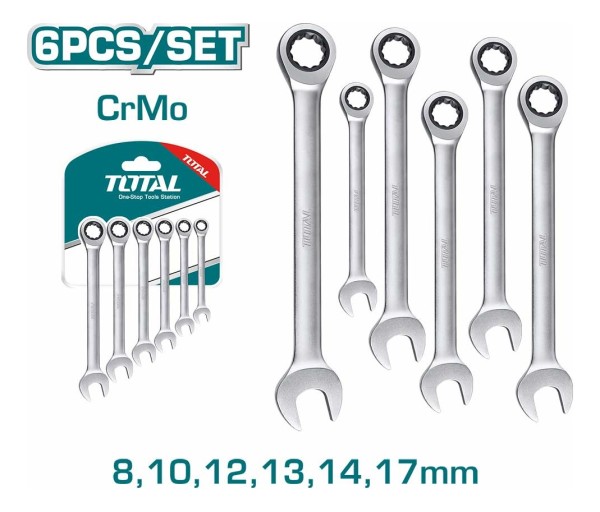 Set De 6 Llaves Combinadas Con Criquet 8-17mm Tht102rk566 - Imagen 2