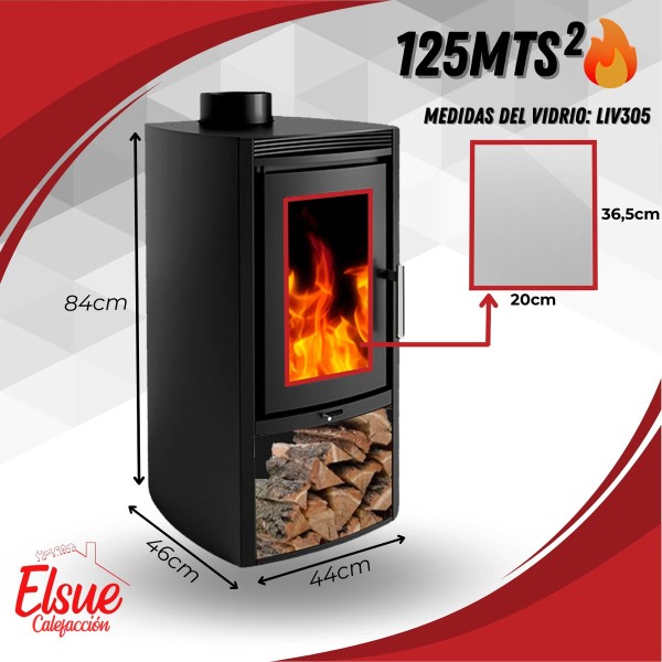 Calefactor Ecológico Estufa Liv305 126m2 Doble Combustion - Imagen 3