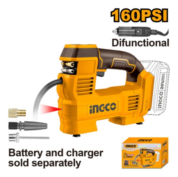 Compresor De Aire 20v 12v 160psi 11bar 20v P20s S/bat Ingco - Imagen 3