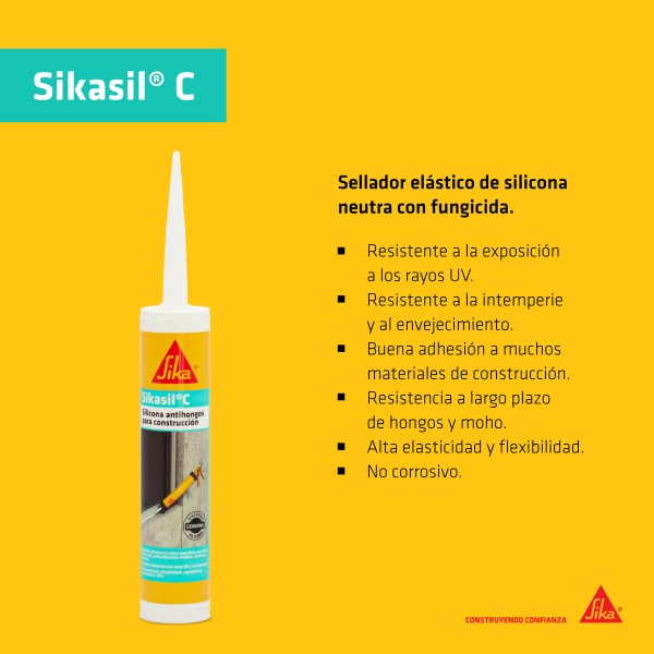 Silicona Neutra Sikasil C Transp. Y Color Pack X6 300ml - Imagen 3