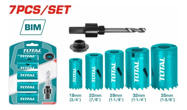 Juego 7 Mechas Bimetal Copa Madera Metal Pvc Total Tacsh1071 - Imagen 3