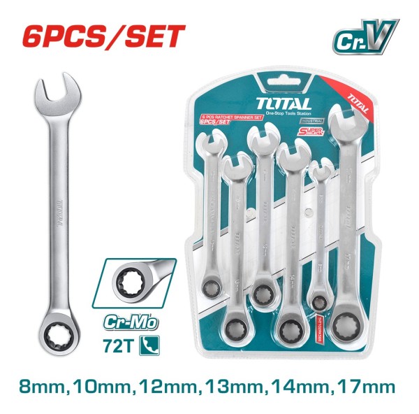 Set De 6 Llaves Combinadas Con Criquet 8-17mm Tht102rk566 - Imagen 3