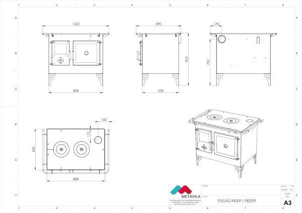 Cocina Calefactor A Leña 115 M2 Doble Combustion F820f - Imagen 5