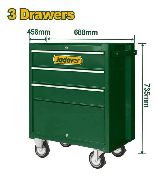 Carro Taller Gabinete Herramientas Jadever 3 Estantes Movil - Imagen 3
