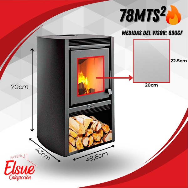 Calefactor Ecológico Leña Doble Combustión 690gf + Kit Caño - Imagen 2
