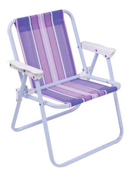 Silla Infantil Plegable Alta De Acero Mor A Rayas 2009 - Imagen 3