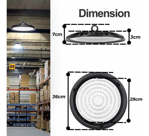 Campana De Techo Exterior Colgante Led Ufo 200w Luz Fria - Imagen 2