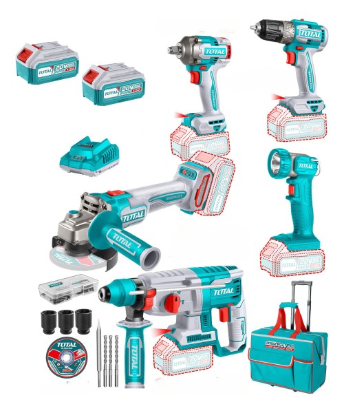 Kit Atornillador Llave Impacto Rotomartillo Amoladora 20v