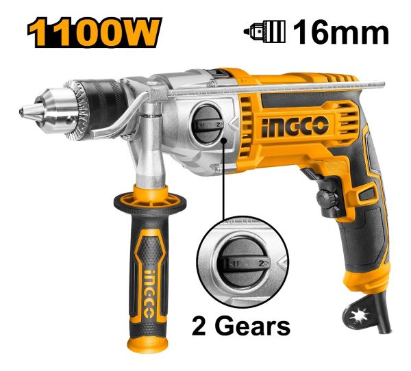 Taladro Percutor 16mm 1100w 2 Vel Ingco Id211008 - Imagen 2