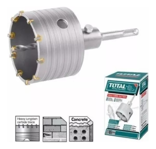 Mecha Copa Total 80mm Widia Sds Plus + Bastago 110 Mm - Imagen 3