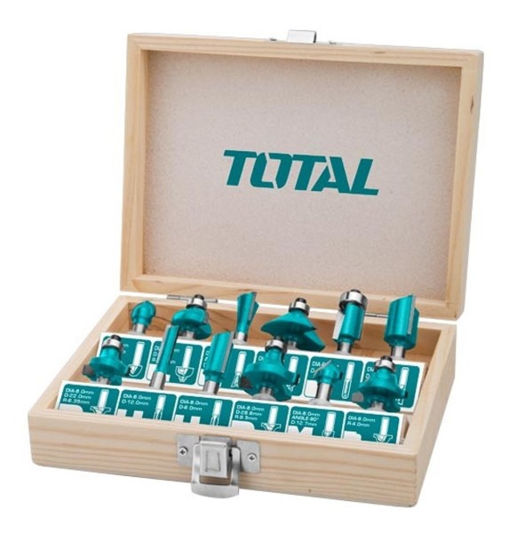 Kit De Fresas 12 Piezas 6mm Total Tacsr0121 Elsue