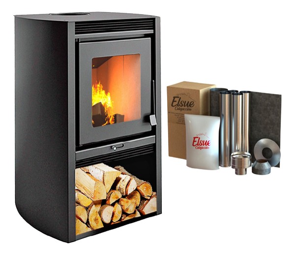 Calefactor Ecológico Leña Doble Combustión 690gf + Kit Caño