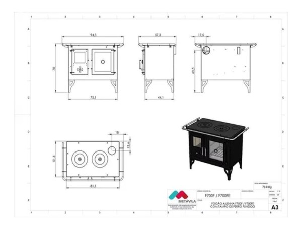 Cocina Calefactor A Leña 115 M2 Doble Combustion F700f - Imagen 5