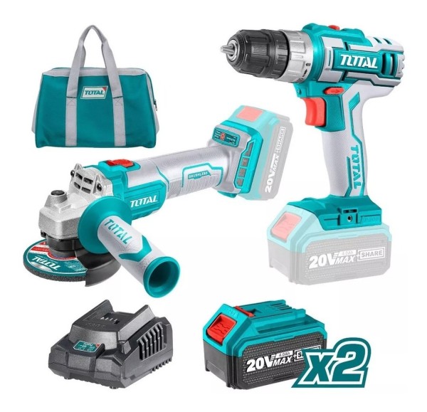 Kit Amoladora Bateria 20v + Atornillador 20v Total P20s Fie - Imagen 2