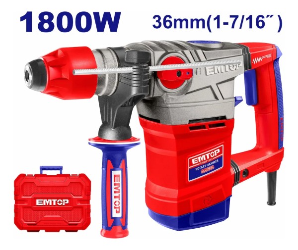 Rotomartillo 1800w 7j Sds Plus 850rpm Emtop Con Accesorios - Imagen 3