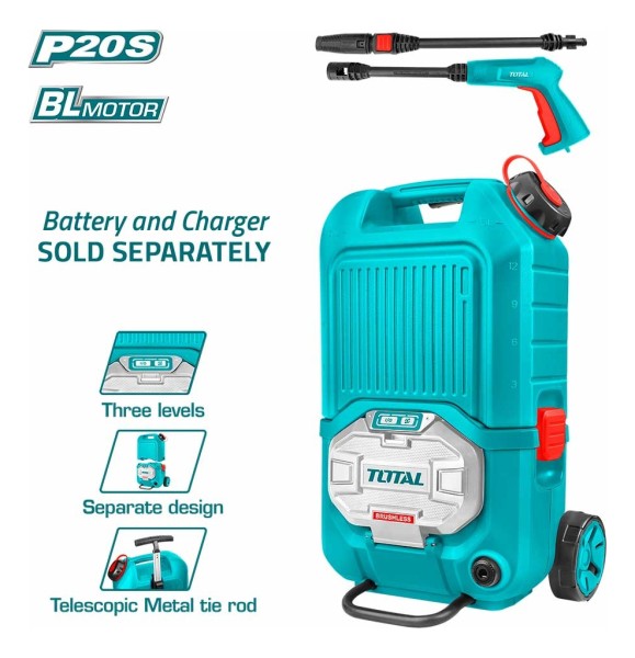 Hidrolavadora A Bateria Total 80bar 1160psi 4/lmin - Imagen 2