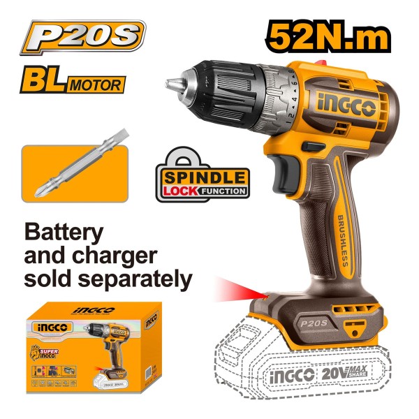 Atornillador A Bateria 20v P20s Motor Sin Carg Bat Ingco - Imagen 2