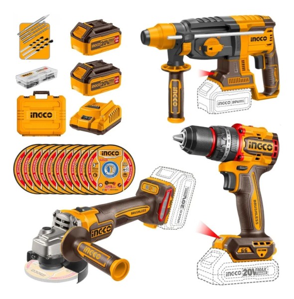 Kit Taladro + Amoladora + Rotomartillo Ingco Cosli241198