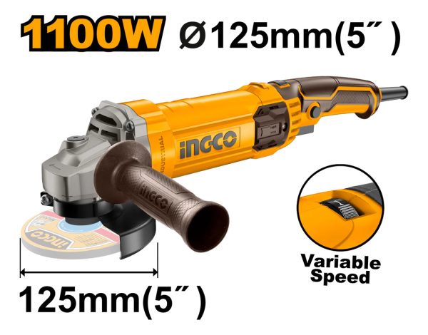 Amoladora Angular 1100w Velocidad Variable 125mm Ingco - Imagen 2