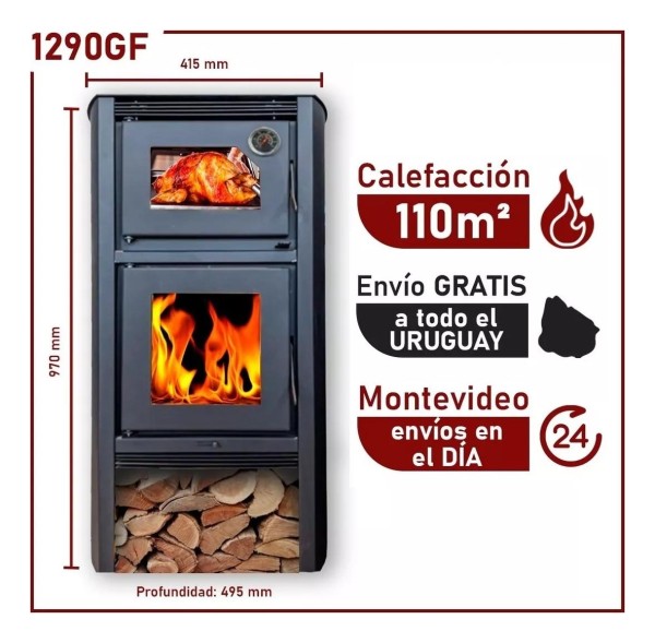 Calefactor Horno Doble Combustion Metavila Lyon 110mt2 Elsue - Imagen 2