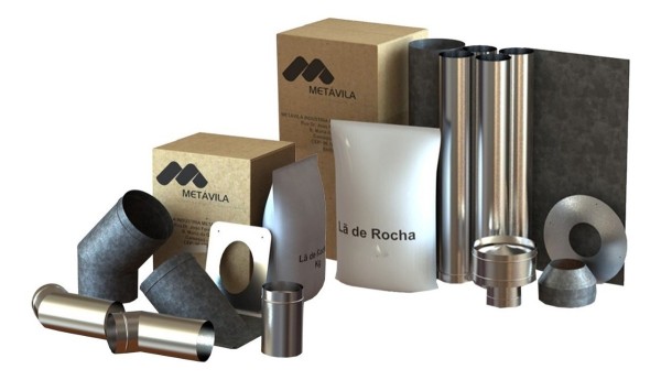 Kit De Caños Pared Acero Inox Para Calefactor Metavila - Imagen 2