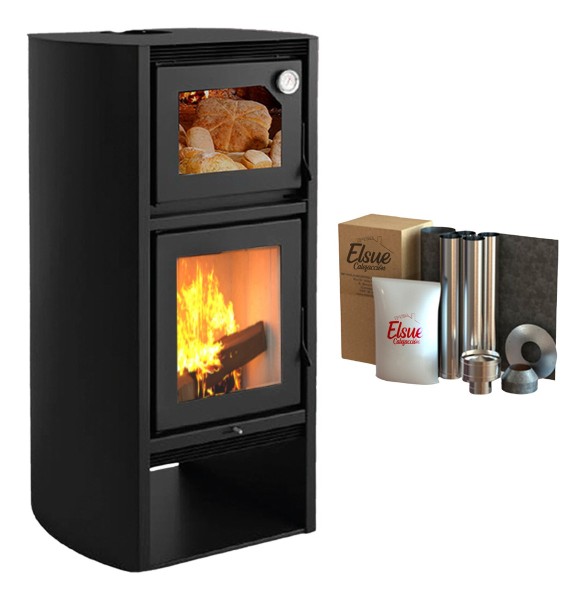 Calefactor Ecologico Leña Con Horno 1490gf + Kit Techo