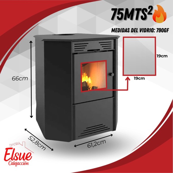 Calefactor 75mt2 Doble Combustión Esquinero 790gf + Kit Caño - Imagen 2