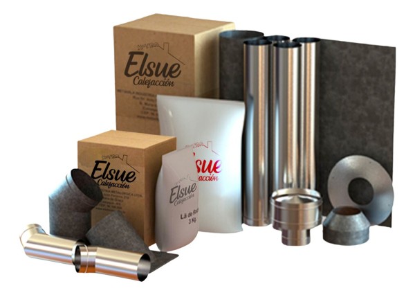 Kit De Caños Pared Acero Inox Para Calefactor Metavila