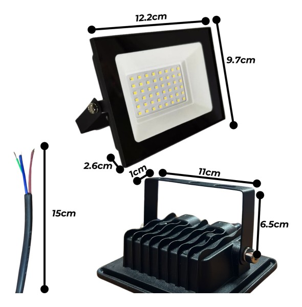 Foco Reflector Led 30w Luz Fria Blanca 6500k Intemperie Ip66 - Imagen 2