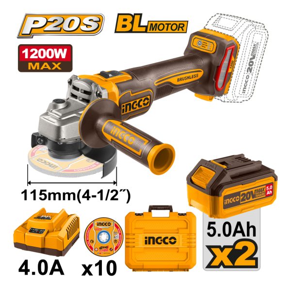 Amoladora 4 1/2 1200w Bat Y Carg Valija Ingco Cagli2211532 - Imagen 2