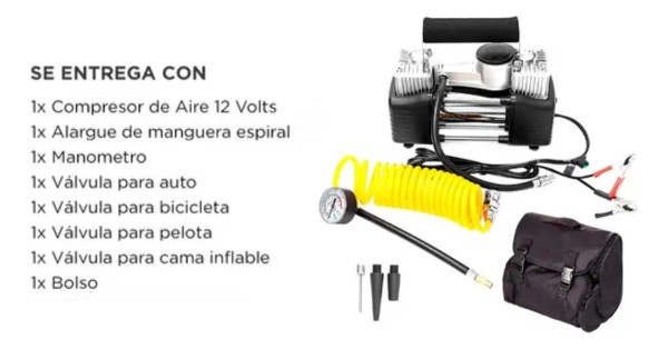 Mini Compresor Inflador 12v 120psi Auto Camioneta Bicicleta - Imagen 2