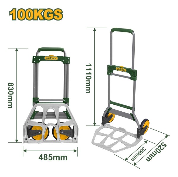 Carro Carga Multiuso De Mano 100kg Plegable Jadever Jdwb9a10 - Imagen 2