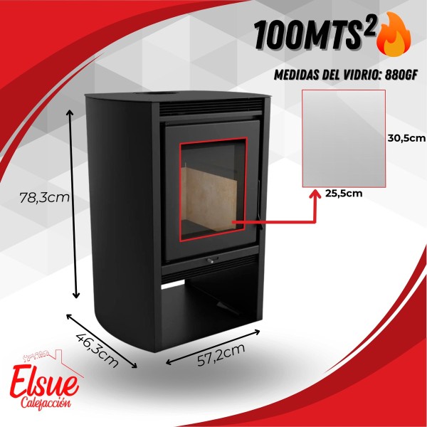 Calefactor Leña Doble Combustion Ecológico 100 Mt 880 Gf - Imagen 2