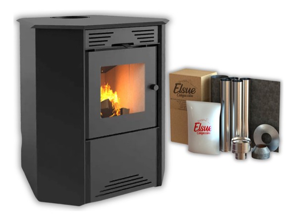 Calefactor 75mt2 Doble Combustión Esquinero 790gf + Kit Caño
