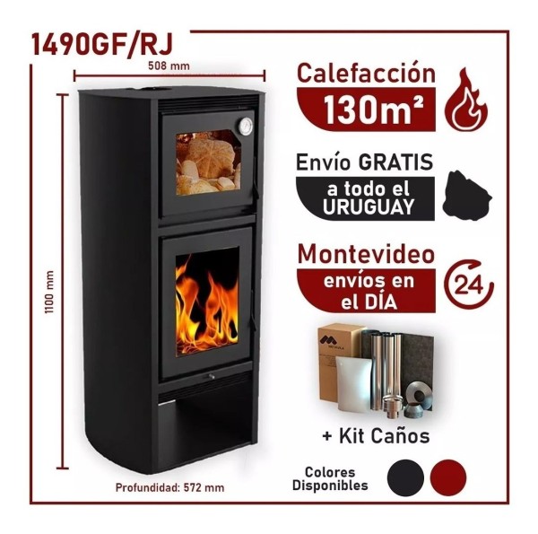 Calefactor Ecologico Leña Con Horno 1490gf + Kit Techo - Imagen 2