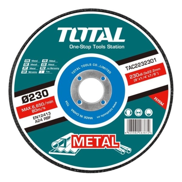 Disco Desbaste Metal 9´´ 230mm X 6 Mm Total Tac2232301