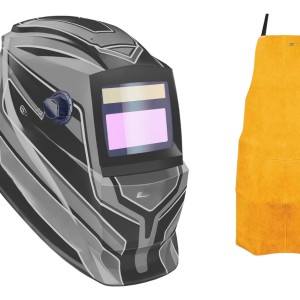Careta De Soldar Fotosensible Y Delantal De Cuero Resistente