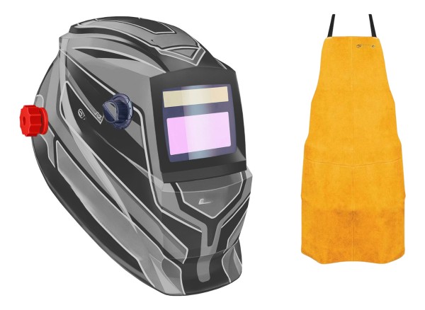 Careta De Soldar Fotosensible Y Delantal De Cuero Resistente