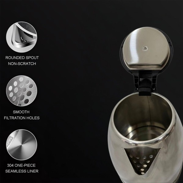 Jarra Tetera Eléctrica Metal Acero Inoxidable 1.8l 1500w - Imagen 3
